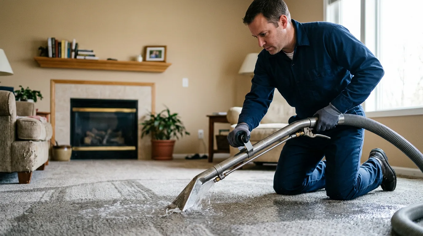 Water damage restoration technician working near West Granby, CT
